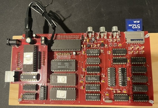 Galaksija replica microcomputer on a wooden base