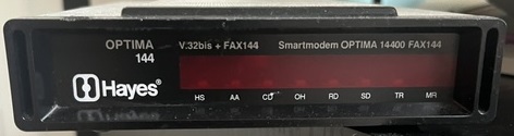 Hayes Optima 144 V.32bis fax modem front panel