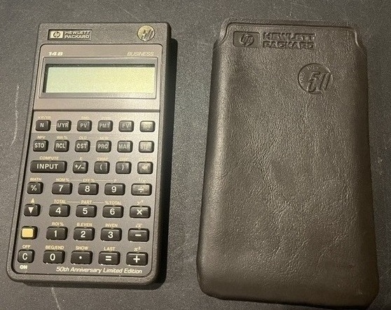 HP-14B 50th Anniversary business calculator with case