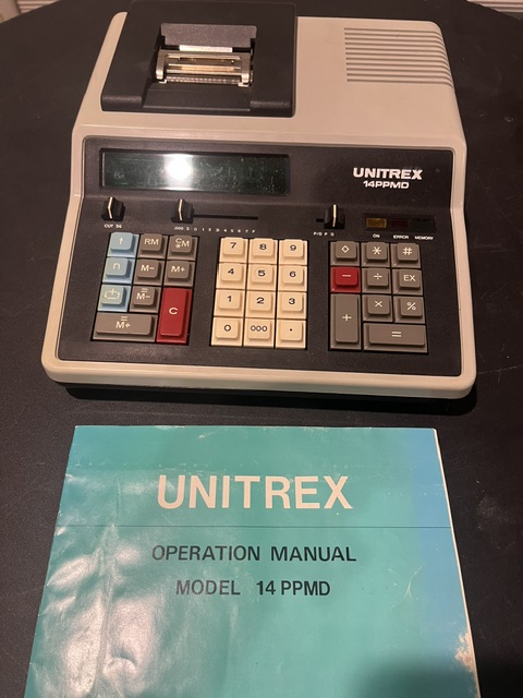 Unitrex 14PPMD printing calculator with operation manual