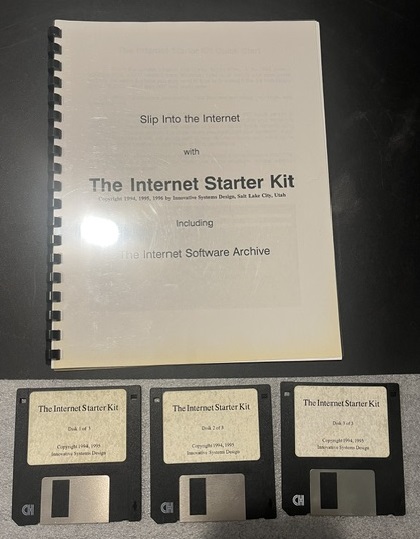 Internet Starter Kit manual and three floppy disks